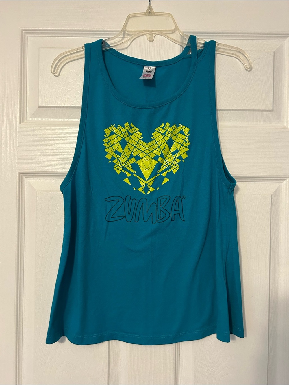 Zumba Fitness Teal & Yellow/Green Graphic Racerback Tank